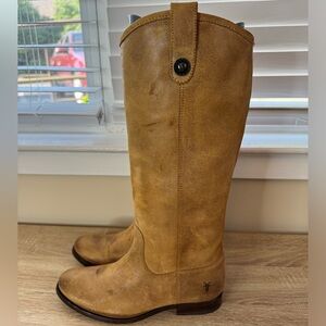 Frye Melissa  Tall Brown Tan Suede Riding Boots